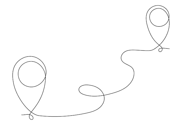 Continuous one line illustration seamless travel route map with GPS marker Pin road icon delivery