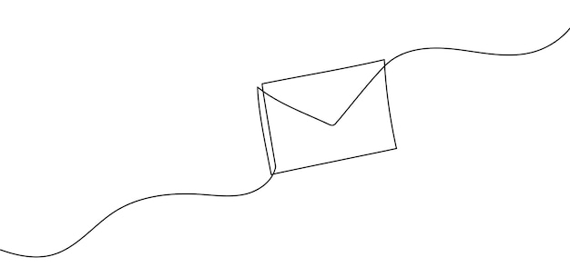 continuous one line mail envelope letter drowning illustration email sketch art post graphic letter