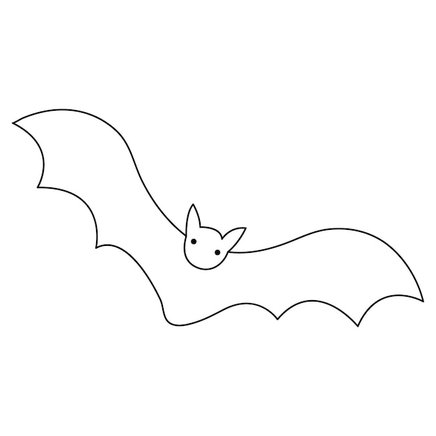 continuous single line art cute bat drawing vector illustration