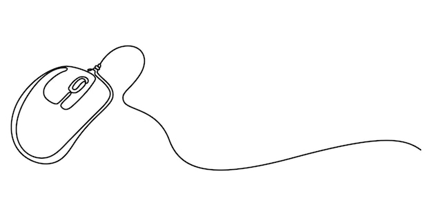 Continuous single line drawing of computer mouse icon Vector illustration Continuous line drawing