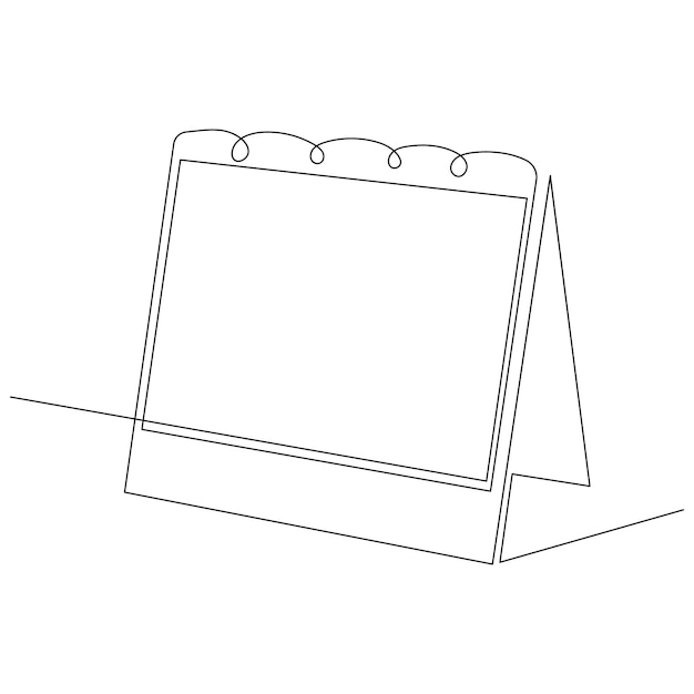 Continuous singleline art of Looseleaf calendar Calendar one line drawing vector and illustration