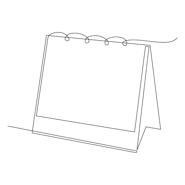 Continuous singleline art of Looseleaf calendar Calendar one line drawing vector and illustration