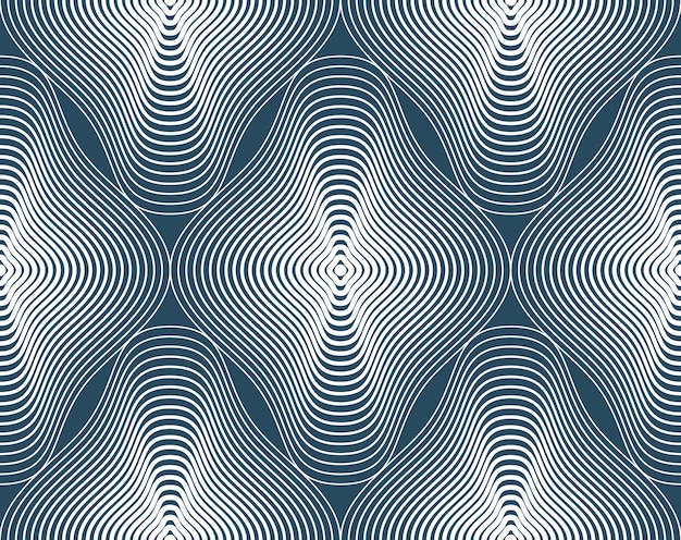 Continuous vector pattern with graphic lines, decorative abstract background with geometric figures. Grayscale ornamental seamless backdrop, can be used for design and textile.