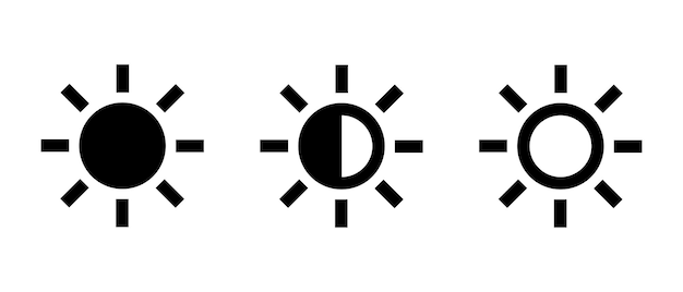 Contrast level vector icon set Brightness control symbol