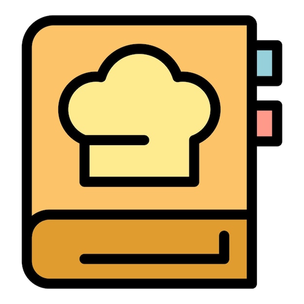 Cook book icon Outline cook book vector icon color flat isolated