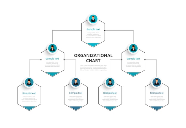 Corporate organizational chart with business avatar  icons