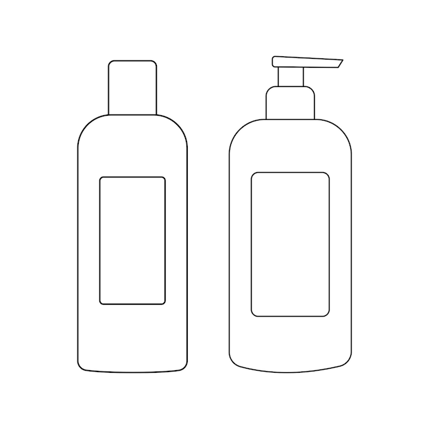 Cosmetics containers bottles vector linear outline icons set collection isolated on white background