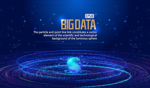 cosmic particle vortex and 3d digital earth network technology big data abstract background