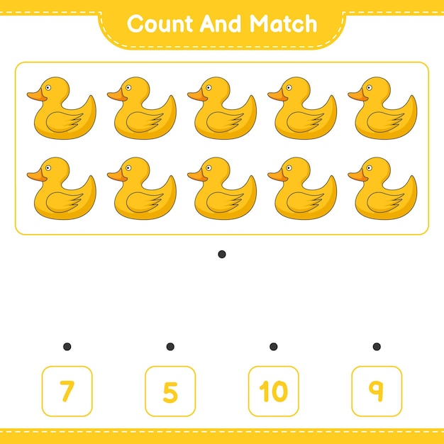 Count and match count the number of Rubber Duck and match with the right numbers