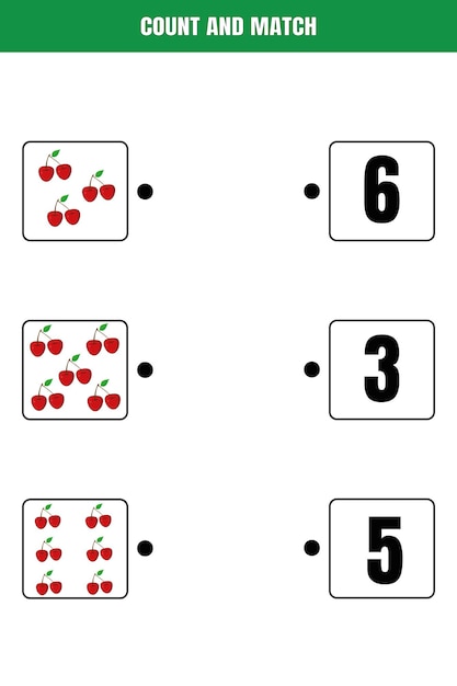 Count and match Educational math game for kids Printable worksheet design for preschool kids