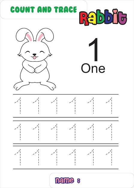 count trace and color rabbit. cute rabbit.