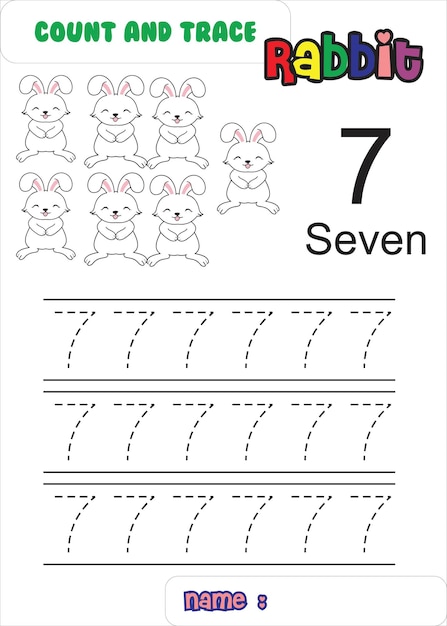 count trace and color rabbit. cute rabbit.