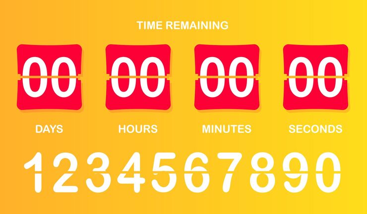 Vector countdown timer icon flipstyle numeric display showing days hours minutes seconds with brown background bold split numbers and a clear timeremaining header in white text