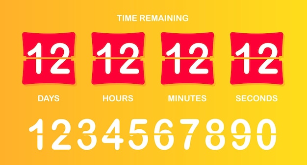 Countdown timer icon Flipstyle numeric display showing days hours minutes seconds with brown background bold split numbers and a clear timeremaining header in white text