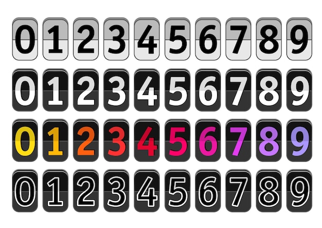 Counter with digits set. Flat design