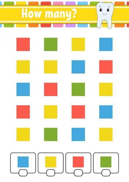 Counting game for children. Happy characters. Learning mathematics.