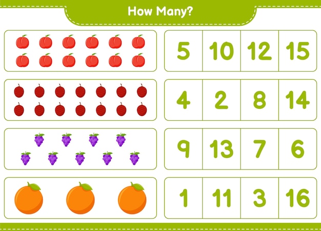 Counting game, how many fruits. 