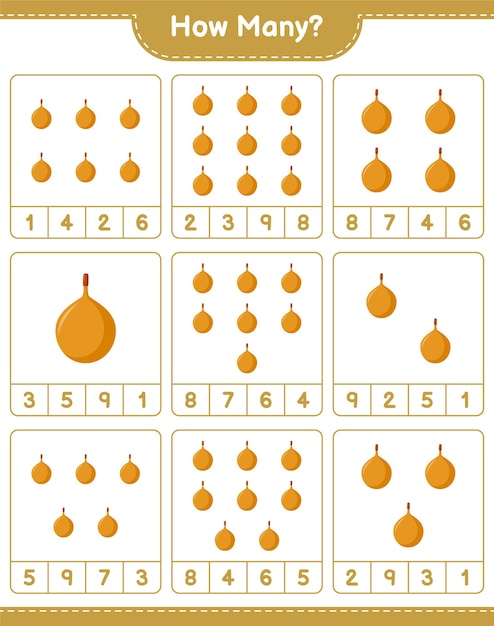 Counting game, how many Voavanga. Educational children game, printable worksheet