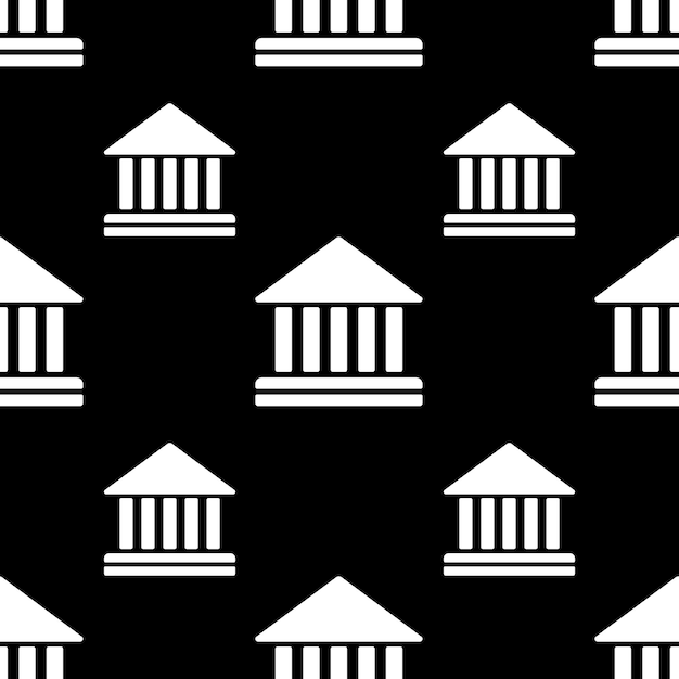 Court building vector icon seamless pattern