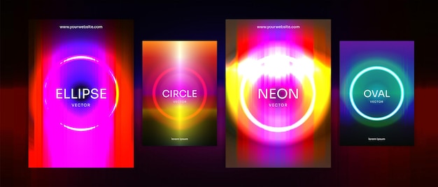 cover design circle futuristic 80s visual retro vibrant abstract neon glow theme collection vector background