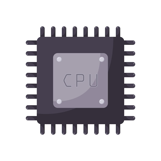 cpu central processing unit microchip technology vector illustration graphic