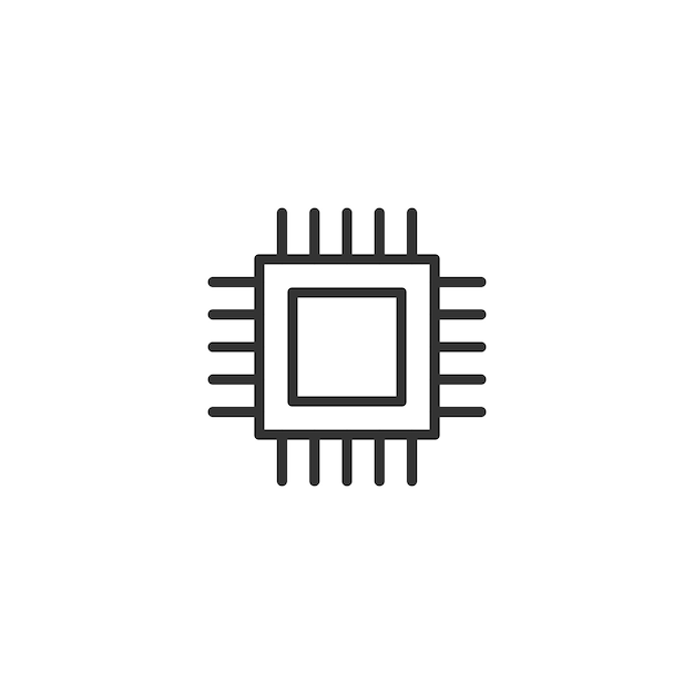 CPU for computer and smartphone icon in flat style Processor chipset vector illustration on isolated background Microchip sign business concept
