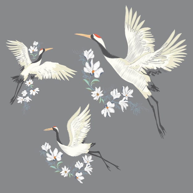 Crane A bird in flight Design element Vector