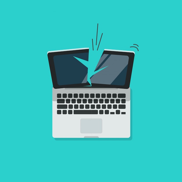 crashed broken laptop computer  illustration 