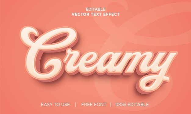 Creamy editable text effect design with premium vector