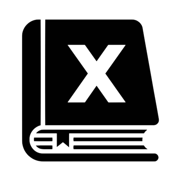Create a Minimalistic Icon of a Closed Book with an X Symbol