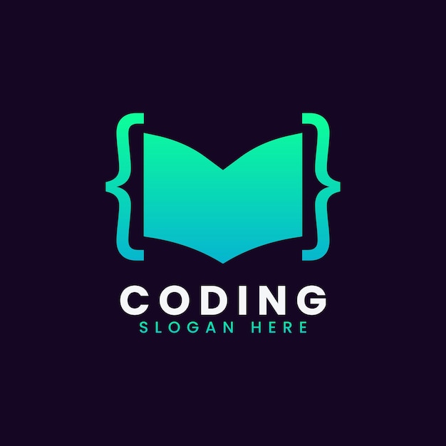 Creative abstract modern programming coding logo design colorful gradient coding book logo template
