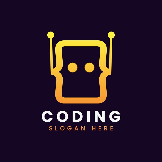 Creative abstract modern programming coding logo design colorful gradient coding bot logo
