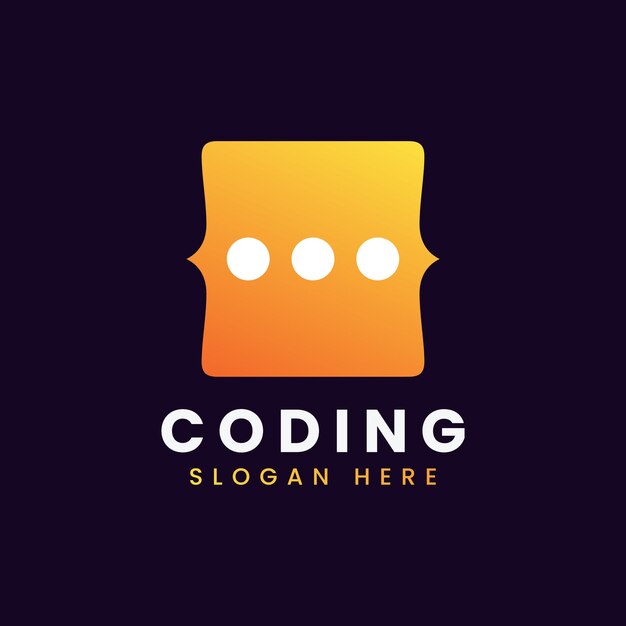 Creative abstract modern programming coding logo design colorful gradient coding chat vlogo