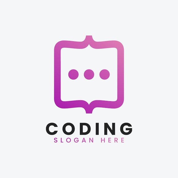 Creative abstract modern programming coding logo design colorful gradient coding logo template