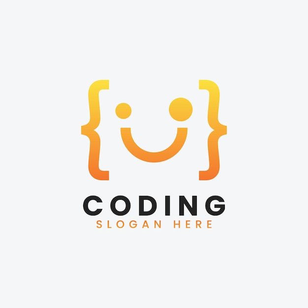 Creative abstract modern programming coding logo design colorful gradient coding logo template