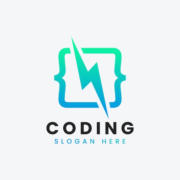 Creative abstract modern programming coding logo design colorful gradient spark coding logo