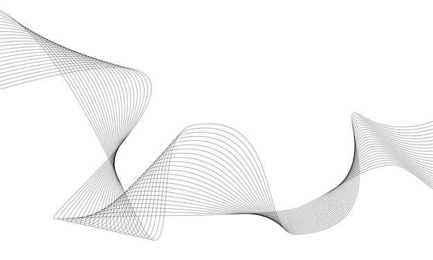 creative black line wave art abstract vector template illustration on white background