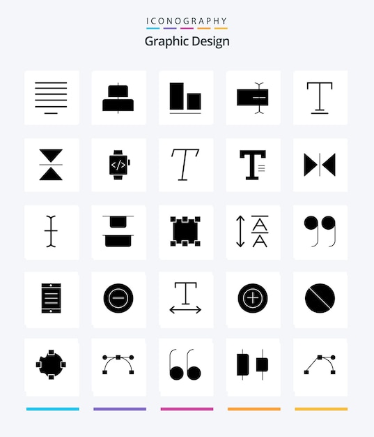 Creative Design 25 Glyph Solid Black icon pack Such As vertical flip vertical underline font