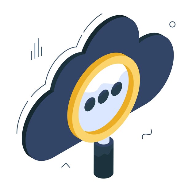 Creative design icon of search cloud