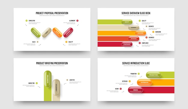 creative forecast four five two three step infographic slide template vector illustration bundle