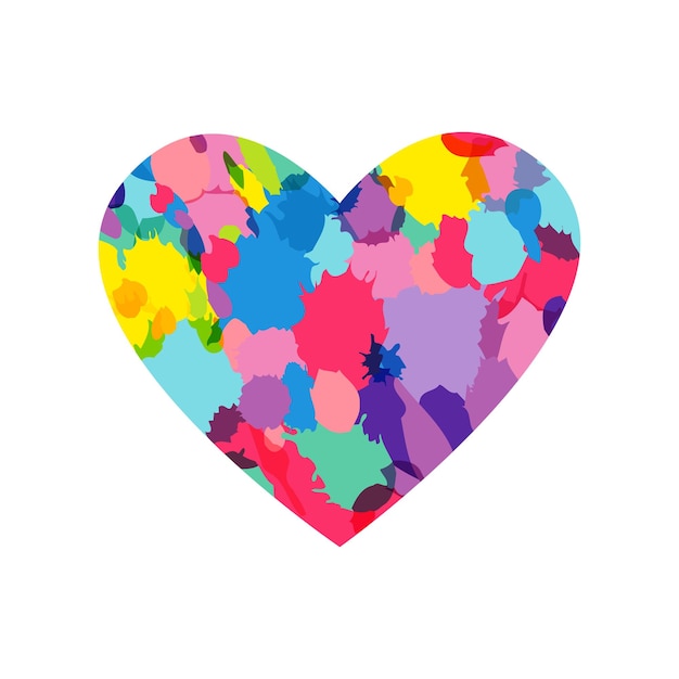 creative heart with brush and ink spots heart shape with modern grunge texture colored icon