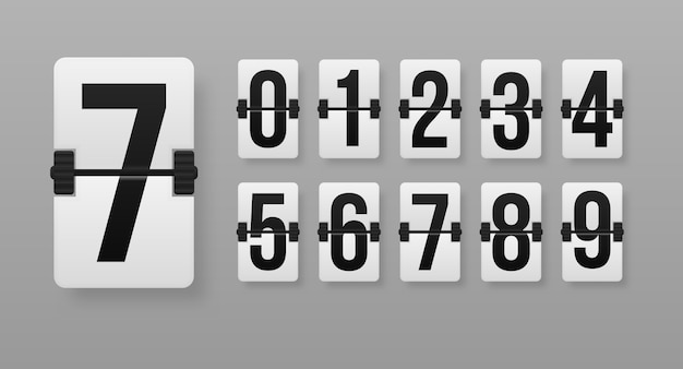 Creative  illustration of countdown timer with different numbers. Set of numbers on a mechanical scoreboard. Clock counter art . Countdown timer counter hours.