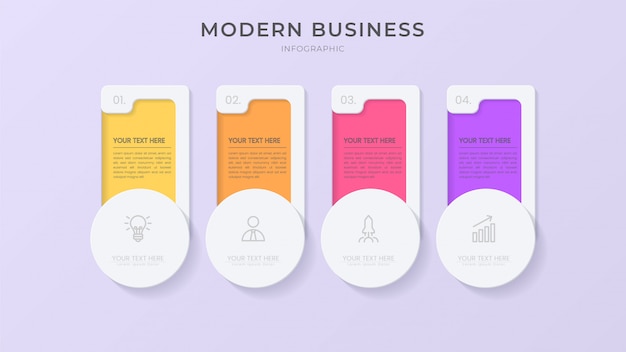 Creative infographic process element with icon and editable text