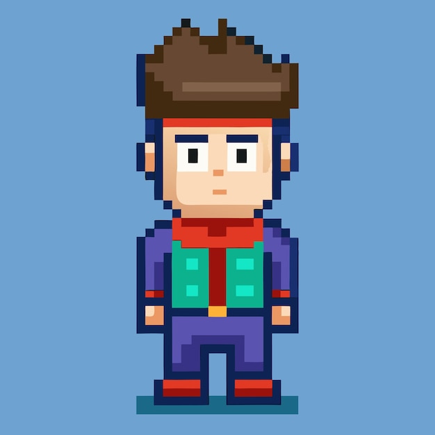 creative pixel characters and elements in vector art style