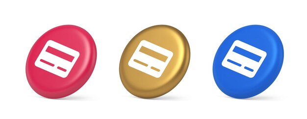 Credit debit card e money payment button digital financial banking account 3d realistic icon
