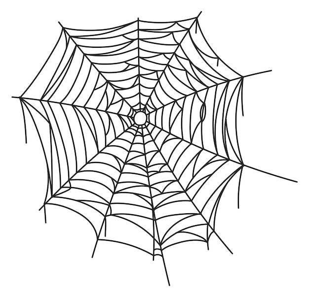 Creepy spider web element Black line net