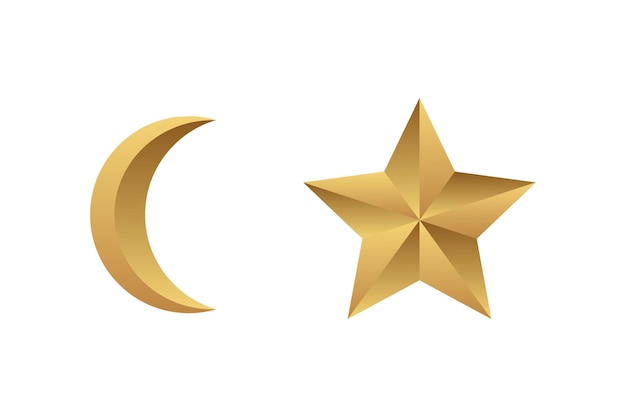 crescent moon and stars gold gradation color. suitable for the design of islamic holidays or ramadan