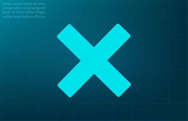 Cross delete symbol vector illustration on a blue background Eps 10