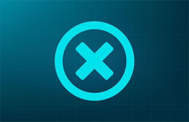 Cross delete symbol Vector illustration on blue background Eps 10