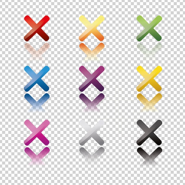 Cross sign elements on checked transparent background Mark graphic design Button for vote decision web Symbol of error check wrong and stop failed Vector illustration Eps 10 vector file
